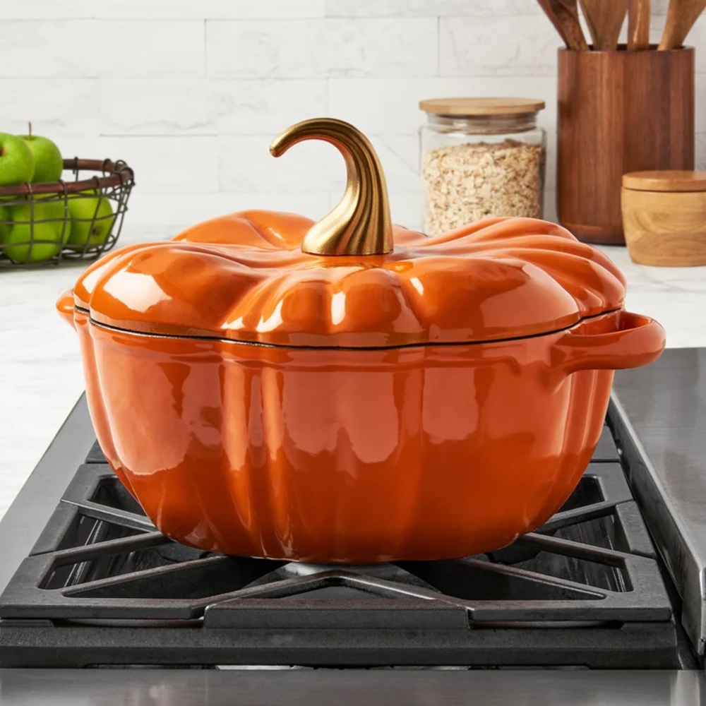 Beautiful NWT Orange Pumpkin Cast Iron Dutch Oven 2QT - Smith & Clark Ironworks